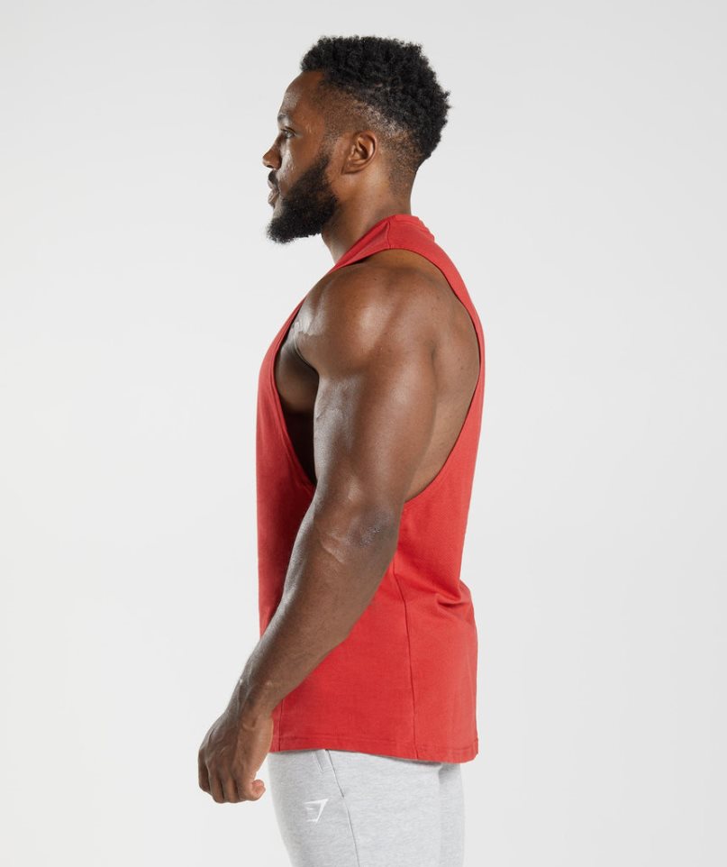 Men's Gymshark React Drop Arm Tanks Red | NZ 7ZLSVA